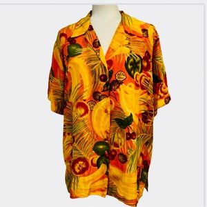Street Styles Silk Tropical Print Button Up Shirt Vintage 90’s Hawaiian Size 16